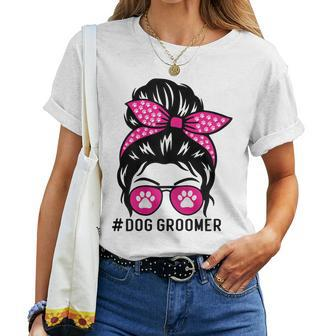 Womens Dog Groomer Grooming Pet Stylist Lady Women T-shirt | Mazezy