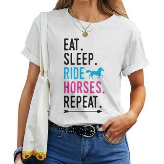 Eat Sleep Ride Horses Repeat Horse Ride Equestrian For Girls Women T-shirt Casual Daily Basic Unisex Tee | Mazezy