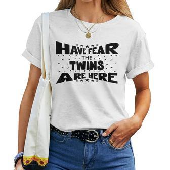 Have Fear The Twins Are Here Cute Matching Sister Women T-shirt | Mazezy