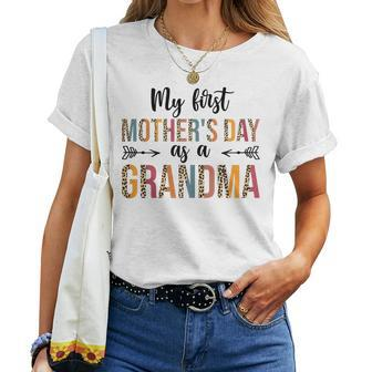 Womens My First As A Grandma Leopard 2023 Women T-shirt | Mazezy