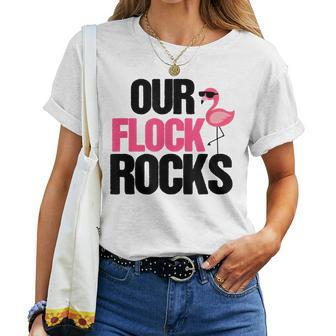 Our Flock Rocks Flamingo Teacher Women T-shirt - Thegiftio UK