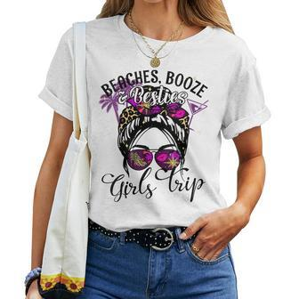 Womens Girls Trip 2023 Best Friend Beaches Booze And Besties Women T-shirt | Mazezy