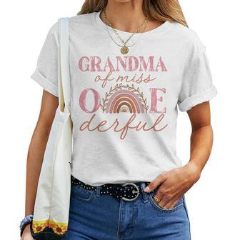 Grandma Of Little Miss Onederful 1St Bday Boho Rainbow Women T-shirt | Mazezy