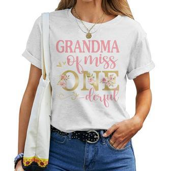 Grandma Of Little Miss Onederful Birthday 1St Family Party Women T-shirt - Seseable