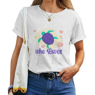 Kids Just A Girl Who Loves Turtles Cute Sea Turtle Beach Graphic Women T-shirt - Seseable