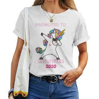 Kids Promoted To Big Sister 2020 Dabbing Unicorn Women T-shirt Casual Daily Basic Unisex Tee | Mazezy