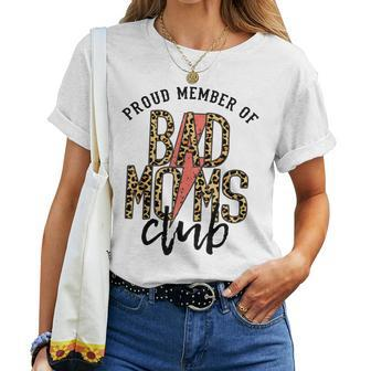 Leopard Proud Member Of Bad Moms Club Lightning Bolt Western Women T-shirt - Thegiftio UK