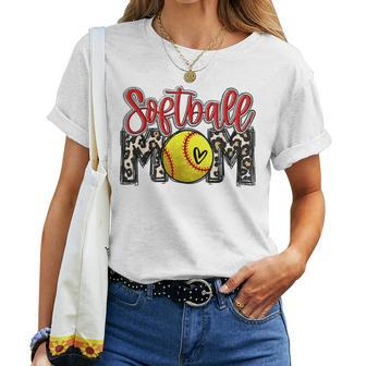 Leopard Softball Mom Softball Game Day Vibes Women T-shirt - Thegiftio UK