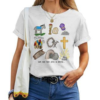Let Me Tell You A Story Jesus Religious Christian Easter  Women T-shirt Casual Daily Crewneck Short Sleeve Graphic Basic Unisex Tee