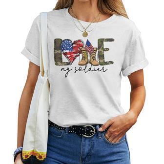 I Love My Soldier Military Military Army Wife Women T-shirt - Seseable