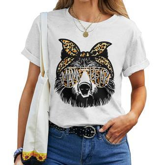 Mama Bear Leopard Bandana Sunglasses Women Girls Women T-shirt | Mazezy