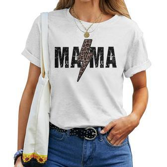 Mama Lightning Bolt Leopard Cheetah Print Women T-shirt - Thegiftio UK