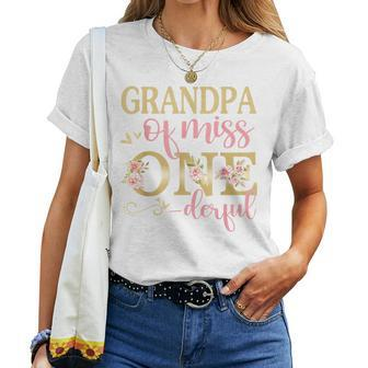 Mens Grandpa Of Little Miss Onederful 1St Birthday Family Party Women T-shirt - Seseable