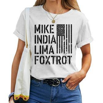 Mike India Lima Foxtrot Hot Mom Muscle Mommy American Flag Women T-shirt | Mazezy UK