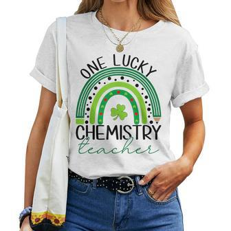 One Lucky Chemistry Teacher St Patricks Day Teacher Rainbow Women T-shirt - Seseable
