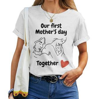 Our First Mothers Day Mothers Day Gift Women Crewneck Short T-shirt - Thegiftio UK