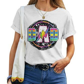 Retro Dad Lightning Bolt Rainbow Fathers Day Vintage Women T-shirt - Thegiftio UK