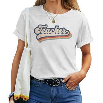 Retro Teacher Best Teacher Gifts Teacher For Women Women Crewneck Short T-shirt - Thegiftio UK