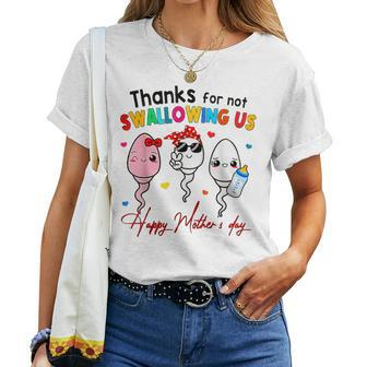 Thanks For Not Swallowing Us Happy Mothers Day Fathers Day Women Crewneck Short T-shirt - Thegiftio UK