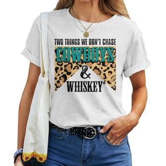 Two Things We Dont Chase Cowboys And Whiskey Leopard Retro  Women T-shirt Casual Daily Crewneck Short Sleeve Graphic Basic Unisex Tee