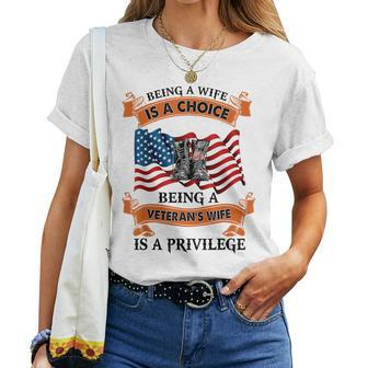 Veteran Wife Privilege Veterans Day Gift Women T-shirt - Seseable