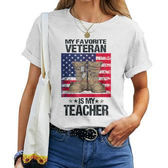 Veterans Day My Favorite Veteran Is My Teacher For Kids Women T-shirt - Seseable