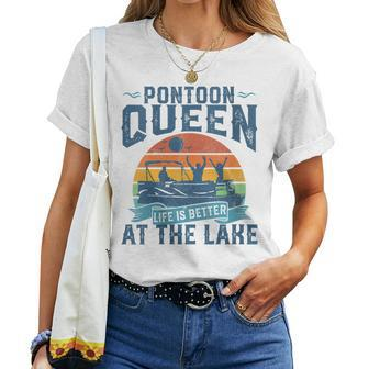 Womens Pontoon Queen Funny Boating Lake Pontooning Womens Boat Gift Women T-shirt - Seseable