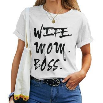 Womens Wife Mom Boss Womens Mothers Day Gifts 2023  Women T-shirt Casual Daily Crewneck Short Sleeve Graphic Basic Unisex Tee
