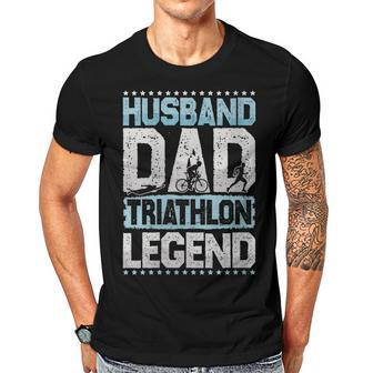 Marathon Husband Dad Triathlon Legend Triathlon Mens Gift For Womens Men T-shirt Crewneck Short Sleeve | Mazezy