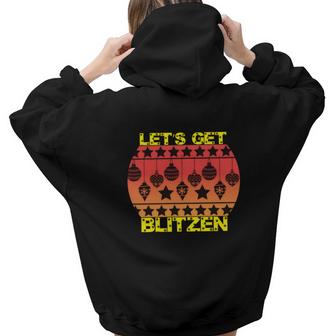 Christmas Lets Get Blitzen Holiday Aesthetic Words Graphic Back Print Hoodie Gift For Teen Girls