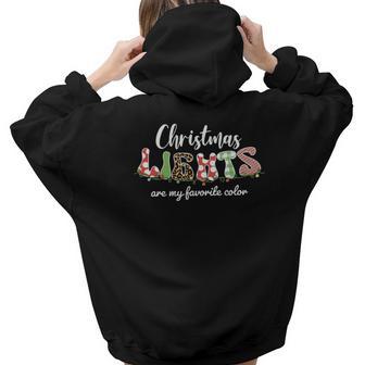 Retro Christmas Christmas Lights Are My Favorite Color Aesthetic Words Graphic Back Print Hoodie Gift For Teen Girls - Thegiftio UK