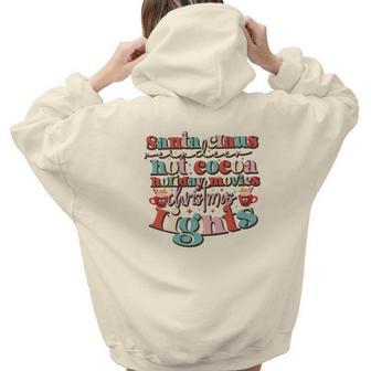 Christmas Santa Claus Reindeer Hot Cocoa Holiday Movies Christmas Lights Aesthetic Words Graphic Back Print Hoodie Gift For Teen Girls - Thegiftio UK
