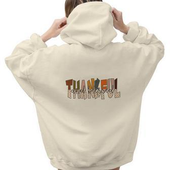 Fall Autumn Gifts Thankful Aesthetic Words Graphic Back Print Hoodie Gift For Teen Girls