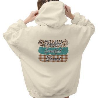 Fall Greatful Thankful And Blessed Autumn Gifts Aesthetic Words Graphic Back Print Hoodie Gift For Teen Girls - Thegiftio UK