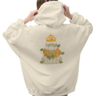 Fall Pumpkin Queen Funny Autumn Gifts Aesthetic Words Graphic Back Print Hoodie Gift For Teen Girls