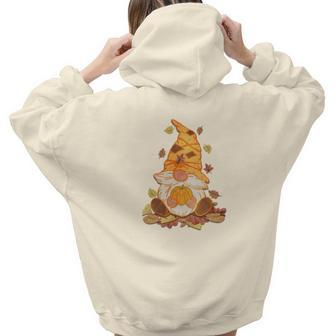 Funny Fall Gnomes Autumn Gifts Aesthetic Words Graphic Back Print Hoodie Gift For Teen Girls