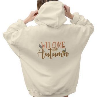 Retro Fall Welcome Autumn Gifts Aesthetic Words Graphic Back Print Hoodie Gift For Teen Girls