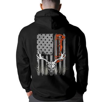 Bow Hunting Deer Flag Patriotic - Men Women T  Men Graphic Hoodie Back Print Hooded Sweatshirt