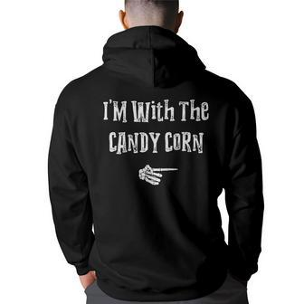 Im With Candy Corn Halloween Costume Funny Couples Matching Men Graphic Hoodie Back Print Hooded Sweatshirt - Thegiftio UK