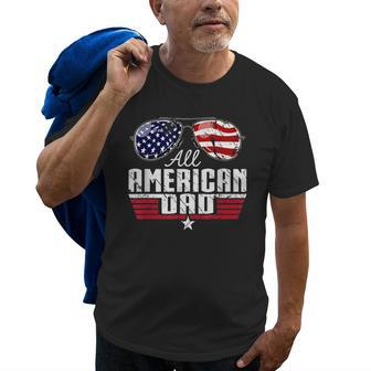 4Th Of July Family Matching All American Dad American Flag Old Men T-shirt | Mazezy