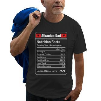 Albanian Dad Nutrition Facts Fathers Old Men T-shirt | Mazezy