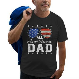 All American Dad 4Th Of July Usa America Flag Sunglasses Old Men T-shirt | Mazezy
