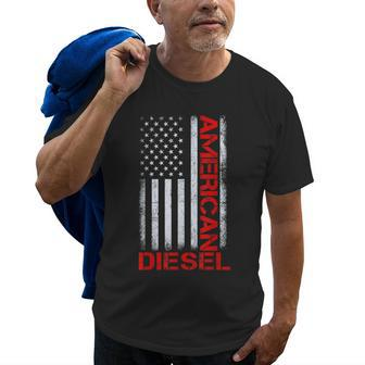 American Flag Diesel Powered Mechanic Vintage Truck Driver Old Men T-shirt | Mazezy