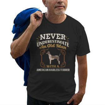 American Hairless Terrier Father T Old Men T-shirt | Mazezy