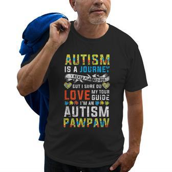 Autism Grandpa Pawpaw Journey Quote Autism Awareness Gift For Mens Old Men T-shirt | Mazezy