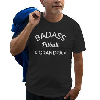 Badass Pitbull Grandpa I Love My Dog Old Men T-shirt | Mazezy