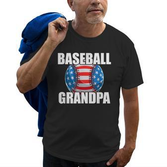Baseball Grandpa Grandfathers Baseball American Flag Gift For Mens Old Men T-shirt | Mazezy