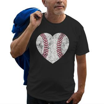 Baseball Heart Cute Mom Dad Men Women Softball Old Men T-shirt | Mazezy