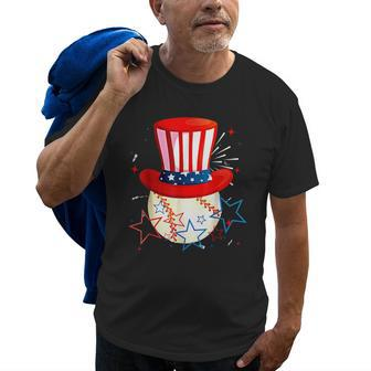 Baseball Uncle Sam 4Th Of July Boys American Flag Old Men T-shirt | Mazezy
