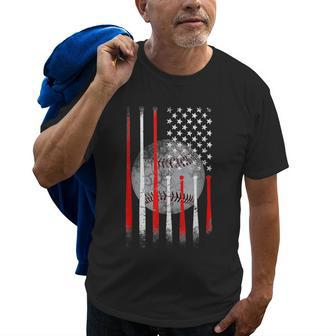 Baseball Usa Flag American Flag Vintage For Dad Fathers Day Old Men T-shirt